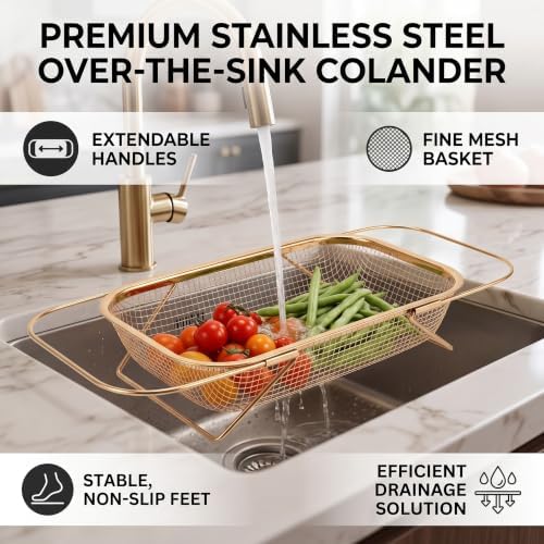 Yosoo Health Gear Over Sink Colander, Rose Gold