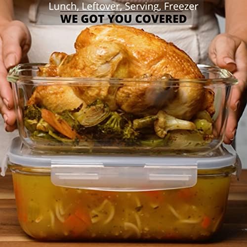 4-Piece 8-Cup Glass Food Storage Containers with Locking Lids