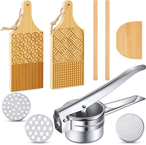 Tessco for you 6 Pcs Pasta Gnocchi Board Set, Wooden Potato Ricer