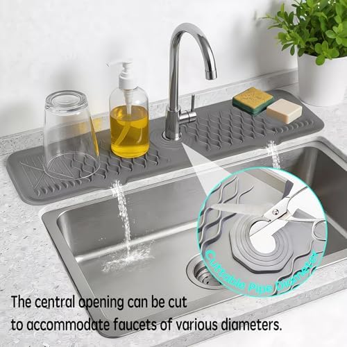 Silicone Faucet Mat for Kitchen Sink, Draining Mat Water Splash Guard