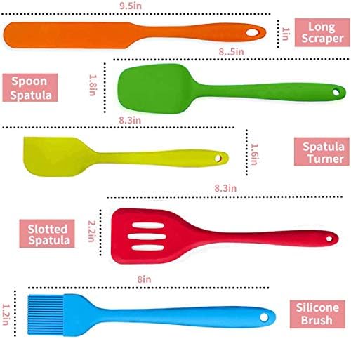 5Pcs Silicone Spatula Set Colorful Mini Spatulas - 480°F Heat