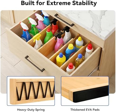 4 Pack 6" Deep Bamboo Drawer Dividers, 17-22" Expandable Kitchen