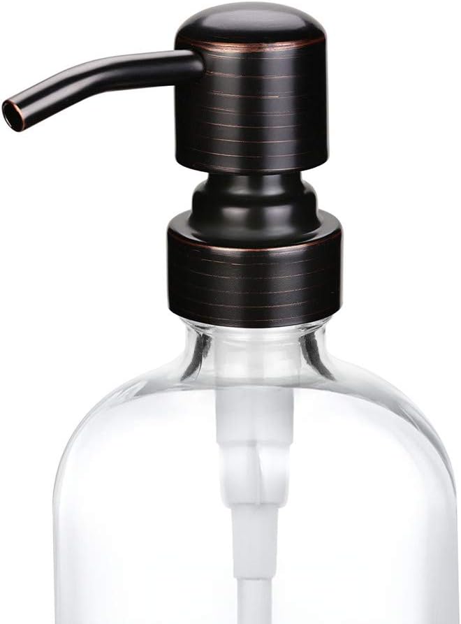 2 Pack Thick Clear Glass Boston Round Bottles /Oil Rubbed Bronze Stainless - Image 2