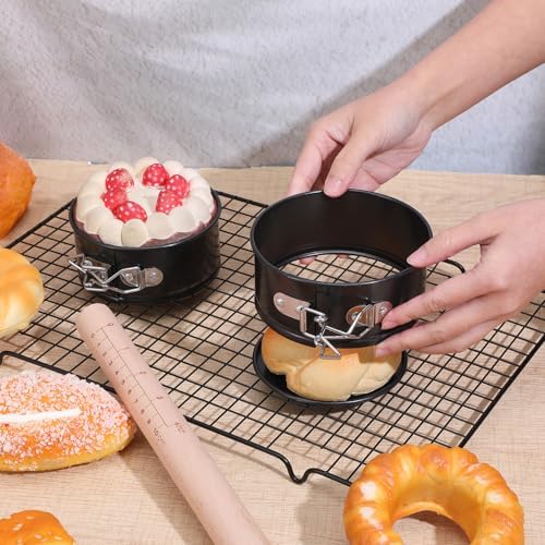 10 Pcs 4 Inch Springform Pan Set, Nonstick Leakproof Mini Cheesecake