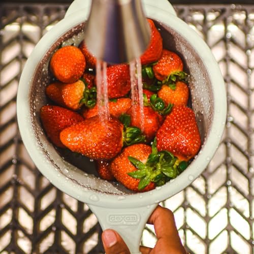 Dexas 8" Collapsible Silicone Strainer in Sage, Kitchen Strainer with