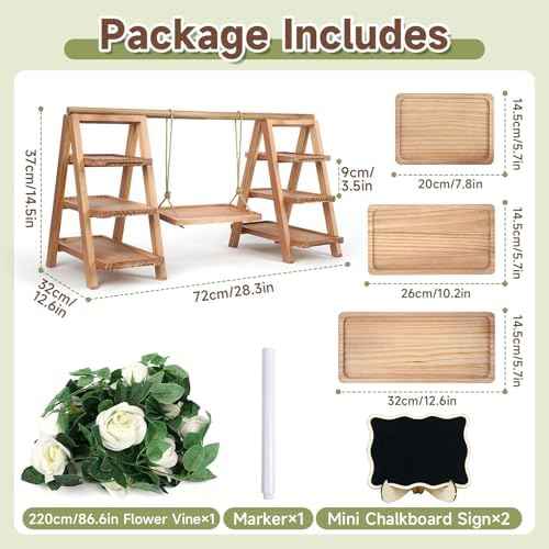 Wooden Cupcake Stand, Foldable 3 Tier Cupcake Display Stand, Walnut