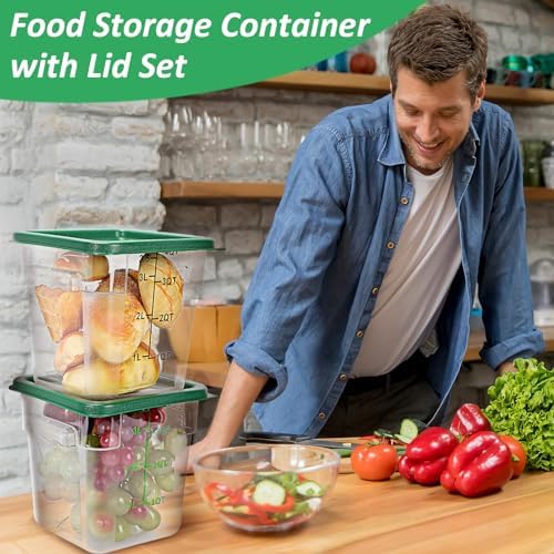 Yungyan 6 Pcs Commercial Food Storage Containers 4 Qt Square Acrylic