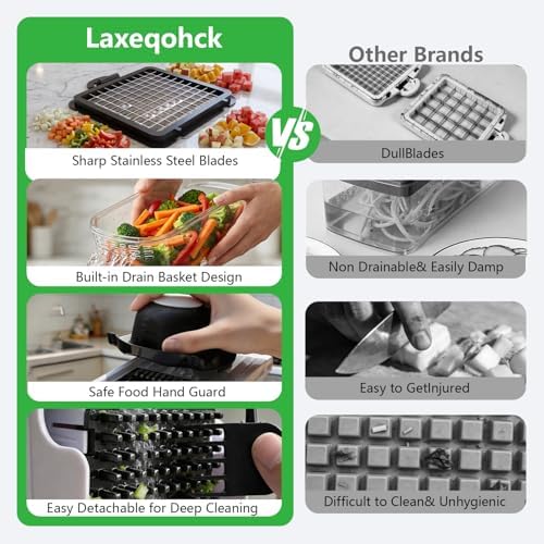 Vegetable Chopper, 12-in-1 Food Chopper with Container, 8 Blades
