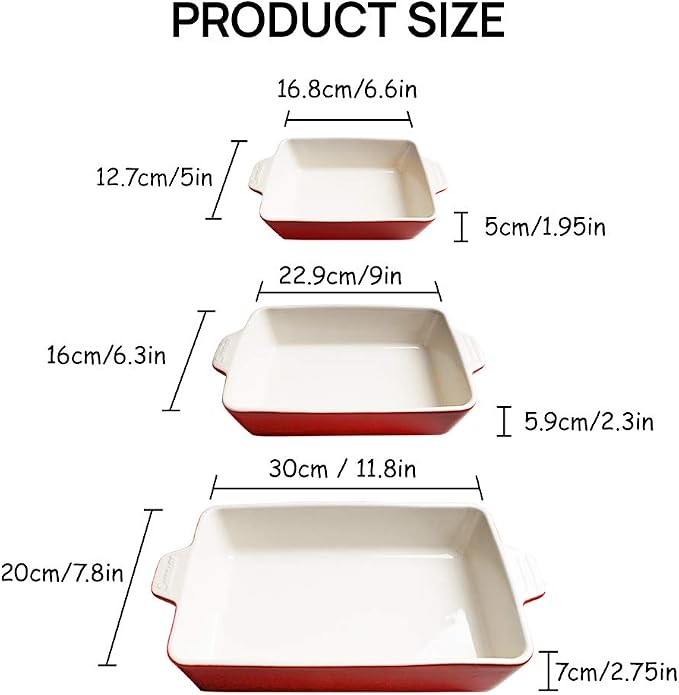 Sweejar Ceramic Bakeware Set, Rectangular Baking Dish - Image 6