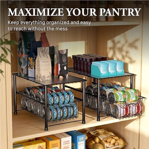 Simple Houseware Wired Stackable Under Sink Cabinet Sliding Basket, Black