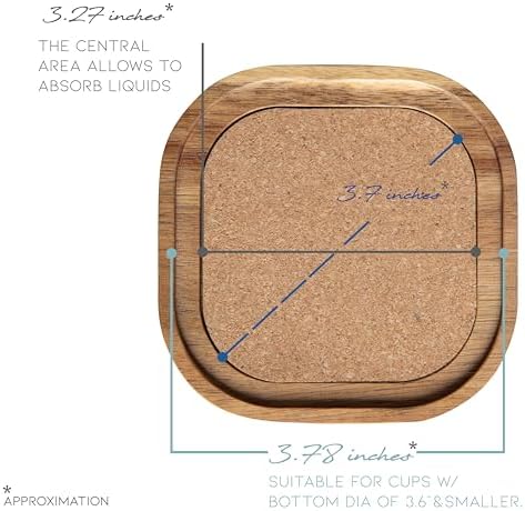 Acacia Wood Coasters for Drinks, 4.13 Inch, Set of 6, Squircles