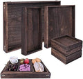 Wood Serving Tray with Handles, Set of 7 Rectangular Wooden Nesting