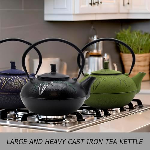 Cast Iron Tea Kettle with Infuser, 2500ml, Green