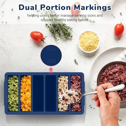 Silicone Freezer Trays with Lid (4-Pack), 1-Cup, 2-Cup, 1/2-Cup &