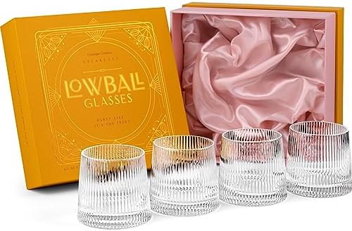 GLASSIQUE CADEAU Vintage Art Deco Speakeasy Lowball Glasses | Set of 4