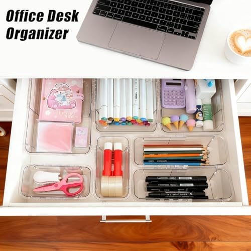 15 Pcs Clear Expandable Drawer Organizer Tray Adjustable Drawer