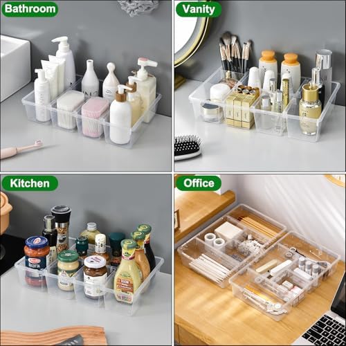 Taiuloo 2 Pack Divided Veggie Tray with Lid, Salad Bar Containers for