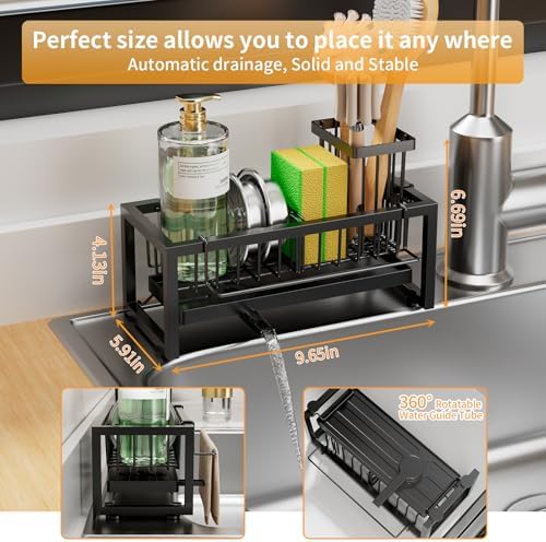 Stainless Steel Kitchen Sink Caddy, Black