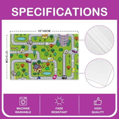 12"x18" Kids Playing Car Table Mats Placemat Road and Traffic