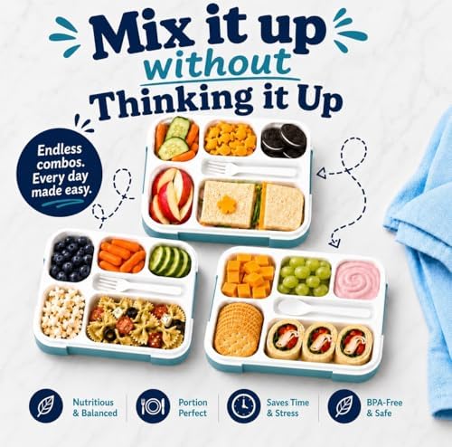 Bento Box Lunch-Box for Kids Adults, Snackle Box Snack Containers for