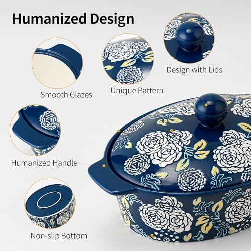 Ceramic Casserole Dish With Lid, Casserole Dishes for Oven, Baking