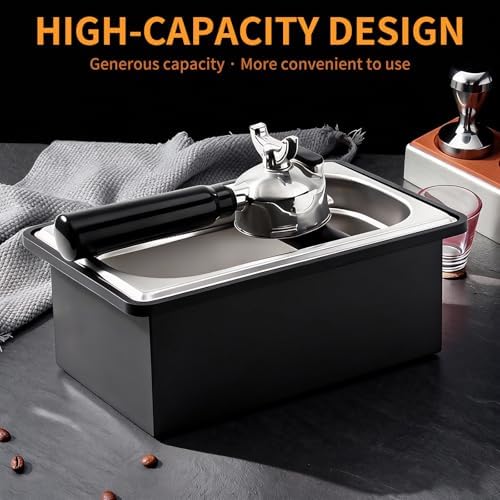 Espresso Knock Box,Large capacity Stainless Steel coffee knock box