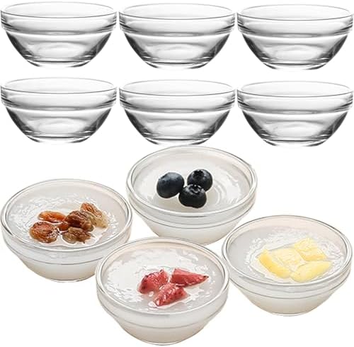 3in 2.5oz Small Clear Glass Ramekins Custard Bowls, 10 Pack Mini Glass