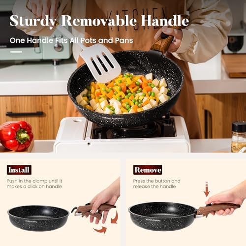 Kitchen Academy Removable Handle Induction Pots and Pans Set