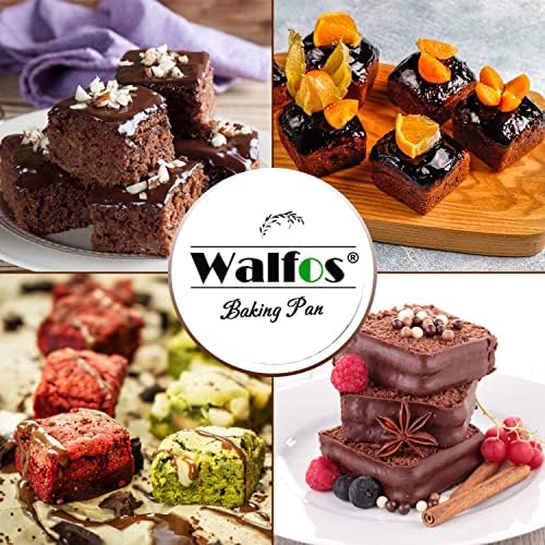 Walfos Mini Silicone Brownie Pan - 2 Piece 6-Cavity Non-stick Square