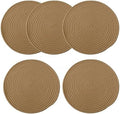 Zhiheng 5 Pack Round Coaster Potholder Cotton Braided Trivets Coffee