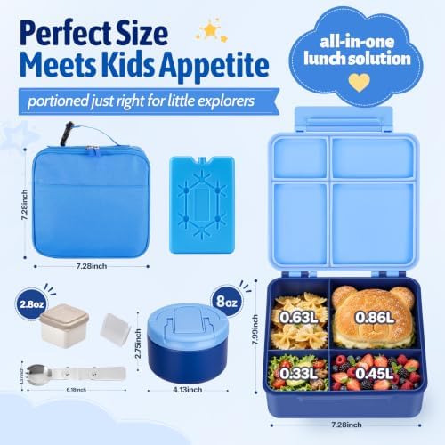 MAXSO Bento Lunch Box Set with 8 oz Soup Thermo, Kids Leakproof 4