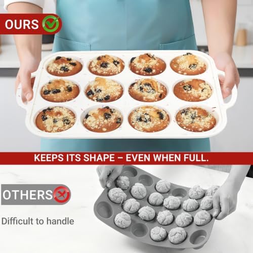 Silicone Mini Muffin Pans for Baking 24 Cup with Steel Frame