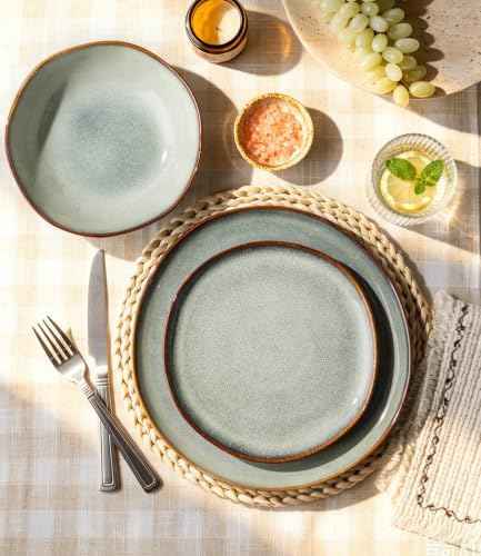 GBHOME Stoneware Dinnerware Sets for 8,24 Piece Rustic Plates and Bowls Set