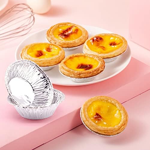 200 PCS Egg Tart Baking Cups, Disposable Aluminum Foil Liners for