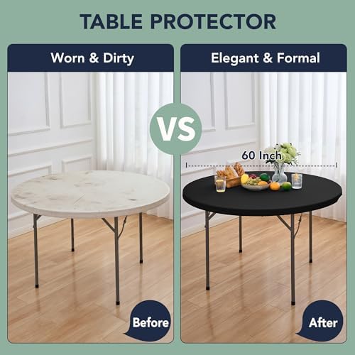 Fitted Round Table Cover with Elastic, Non-Slip, 5ft, 6-Pack