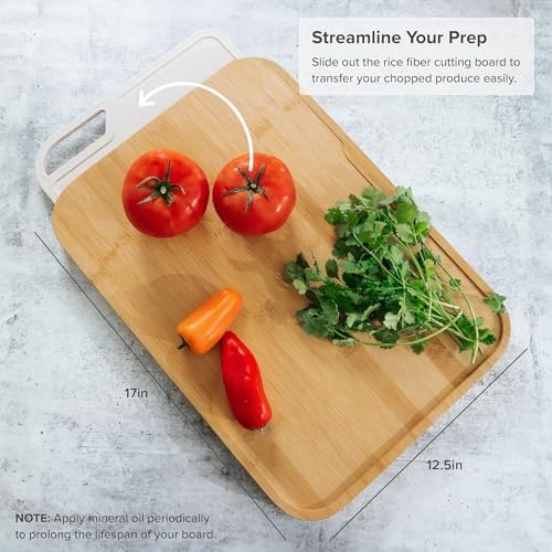 KitchenEdge 2-Piece Nesting Cutting Board Set | Natural Bamboo, Large