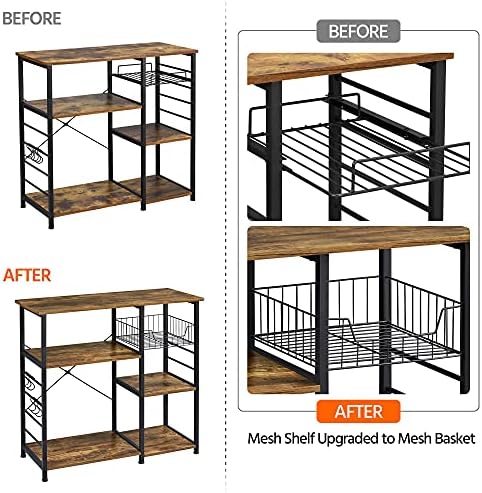Yaheetech 4-Tier Bakers Rack, Rustic Brown