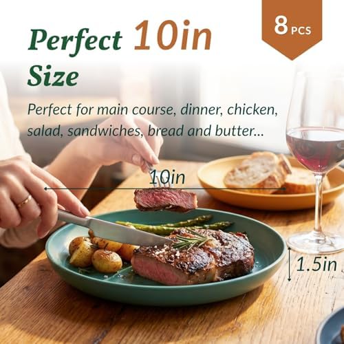 Homienly 10 inch Wheat Straw Dinner Plates Set of 8 - Alternative to