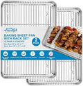 Herogo Baking Sheet with Wire Rack Set(2 Pans + 2 Racks), 16" x 12" x
