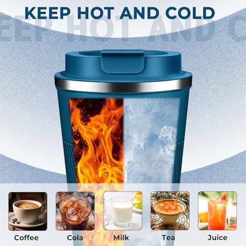 Insulated Coffee Tumbler 17 oz, Stainless Steel Coffee Mug with Lids