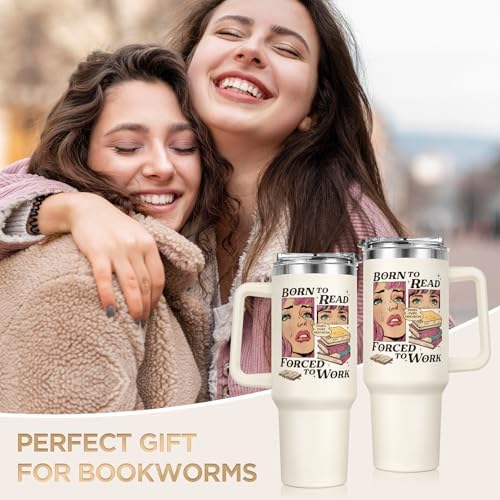 Funny Book Lovers Gifts for Women 40oz Tumbler with Handle and Straw