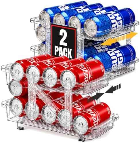 Expandable Soda Can Dispenser For Fridge - 2-Pack - Clear Transparent