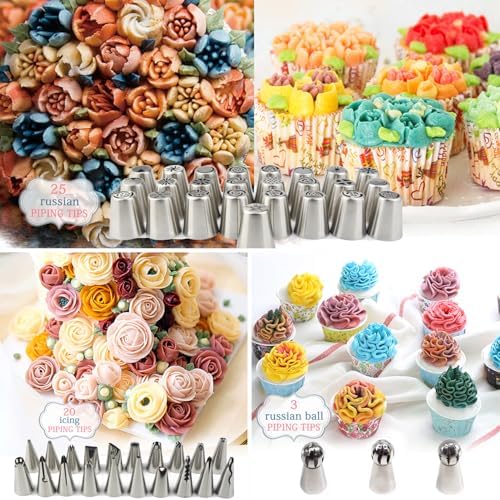 Russian Flower Piping Tips Set, 88-Piece