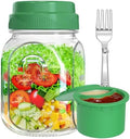 Syntic 32 Oz Glass Salad Jar with Silicone Dressing Cup & Foldable
