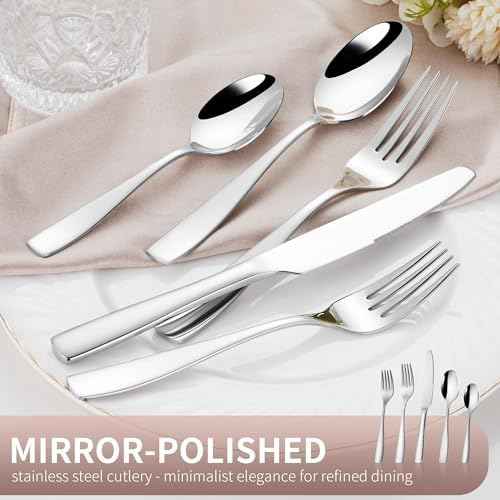 18/10 Stainless Steel Flatware Set for 8, 40 Pieces Heavy Silverware Set