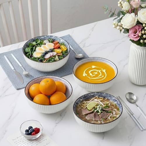 QINLANG 60 oz Large Soup Bowl, Pho Bowls, Japanese Ramen Bowls Set of