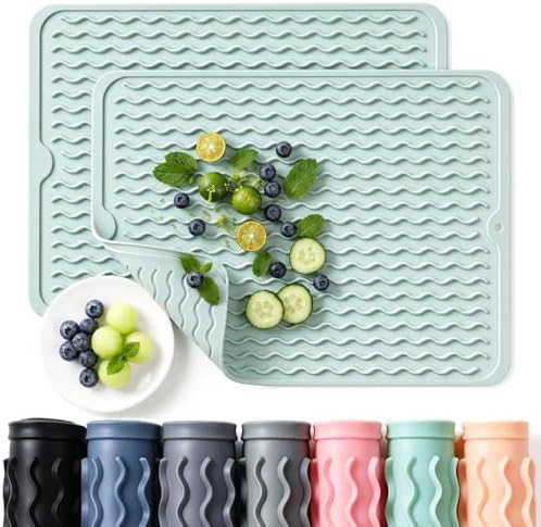 2 Pack Silicone Dish Drying Mat, 15"x11.5"