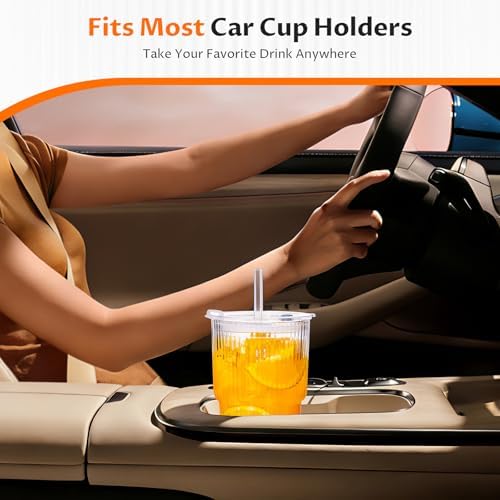 20oz Iced Coffee Cups with Lids, Glass Coffee Cups with Lids and