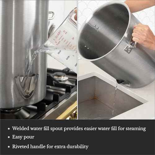 GasOne Stainless Steel Steamer – 30qt Steamer Pot for Cooking with Water Fill Spout, Rack, Divider – Steam Pot for Tamales and Crab Boil – Induction Ready