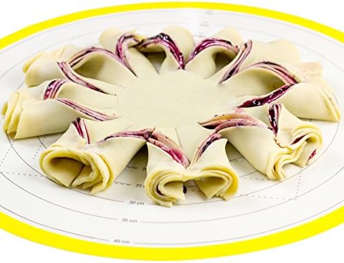 Round Silicone Pastry Mat, 17.75-Inch Diameter, Dough Rolling Mat with